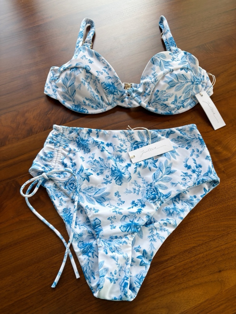 Juillet Wilder Floral Bikini - Izzy Top Large & Bodhi Bottom Small NWT Blue - Picture 3 of 17